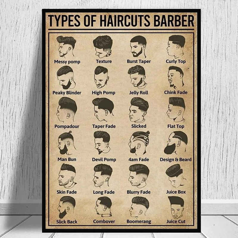 Home Barbershop - Poster Tukang Cukur Jenis Potongan Rambut
