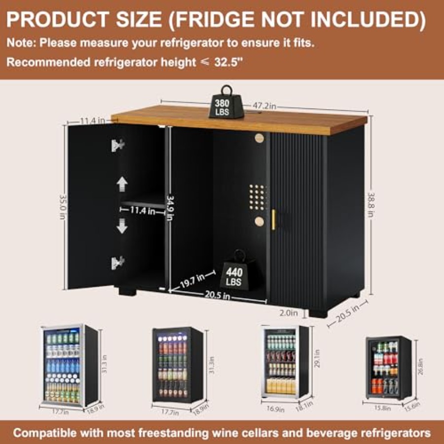 Lemari Bar Kopi 47 Fluted deng - Home Bar And Fridge ulasan dan harga