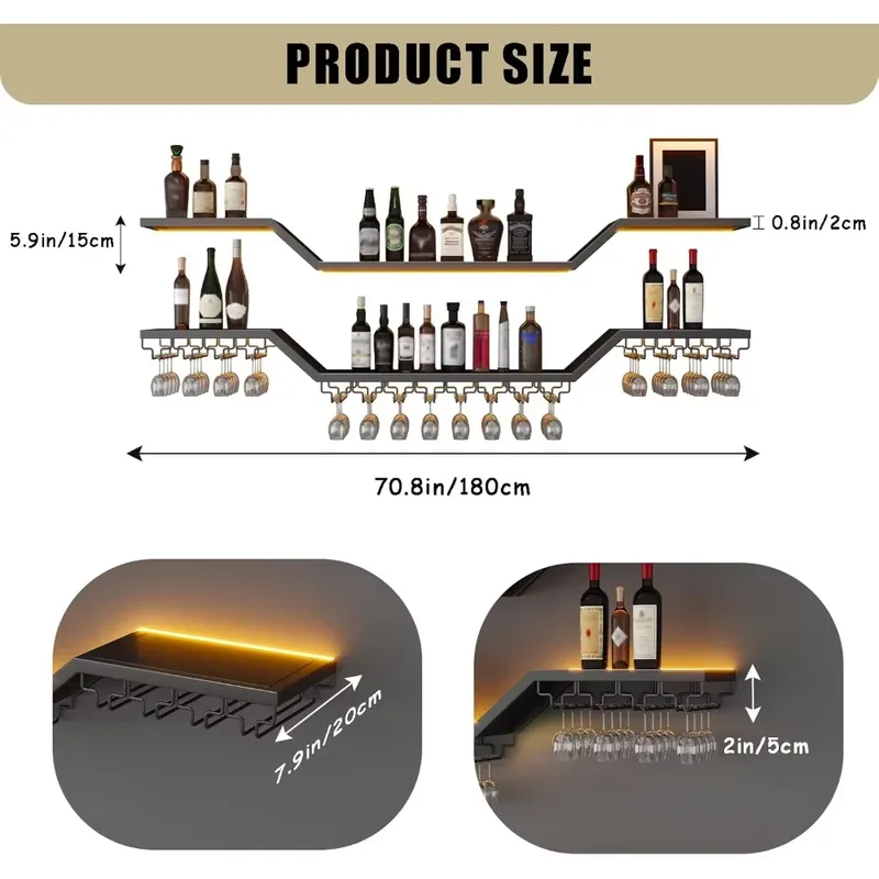 Rak Anggur LED 70.8 inci untuk - Home Bar Shelf ulasan dan harga